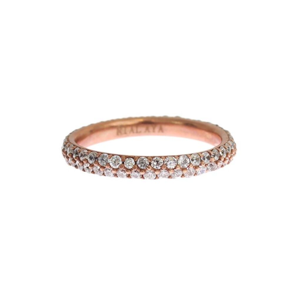 Nialaya Pink Gold 925 Silver Clear CZ Women's Ring